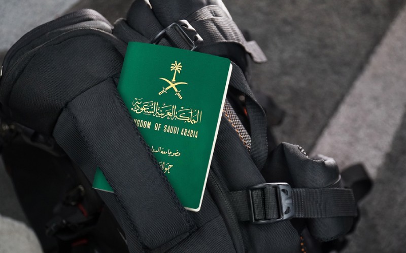 Saudi Arabia Passport on Black Bag