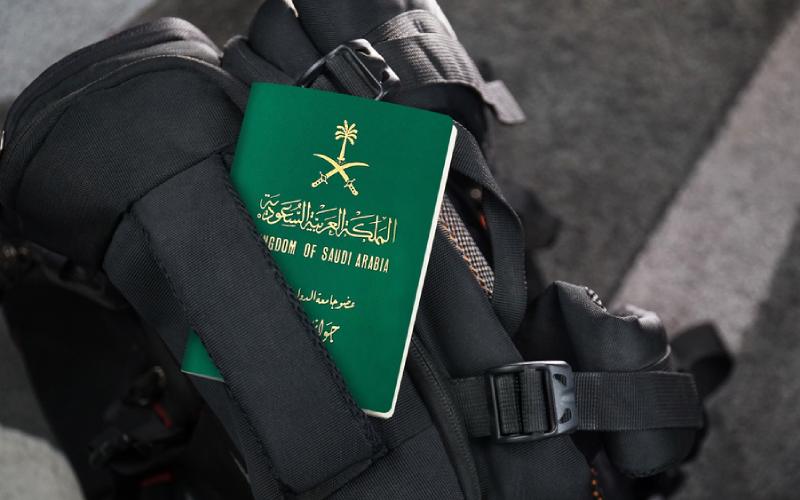 Saudi Arabia passport on Black Bag